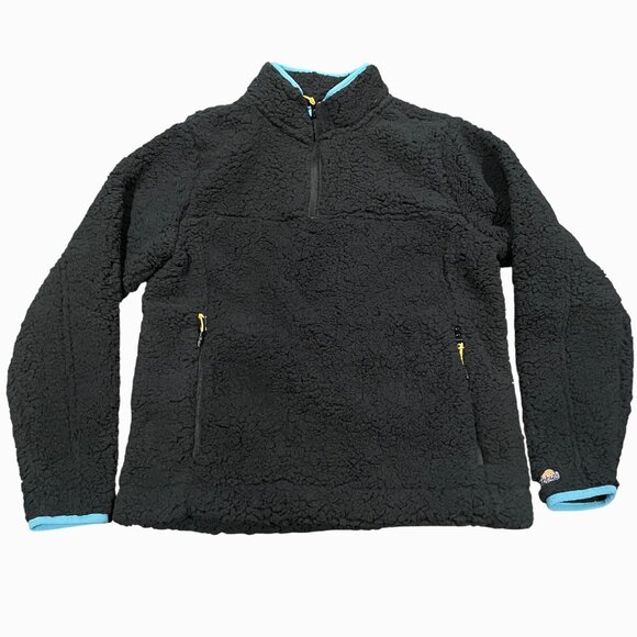 Chubbies Men's Sz S Black Fleece Quarter Zip Pullover High Pile Kangaroo Pocket - Picture 1 of 8